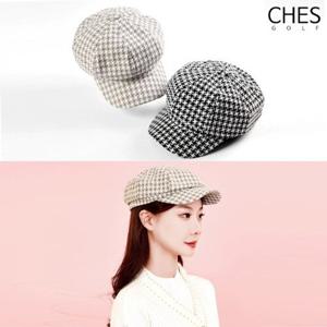 [체스]그린퀸 니토 여성골프 하운드체크 팔각모