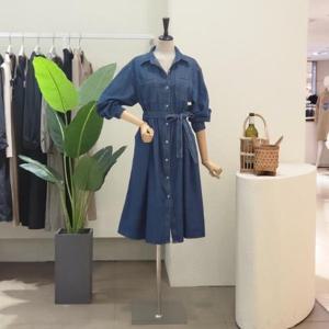 [포커스]  FS4A7OP00292_데님 셔츠형 벨티드 롱원피스