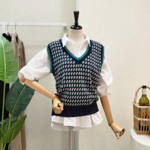 [포커스]  FS4A7VT00990_체크 배색 니트 베스트