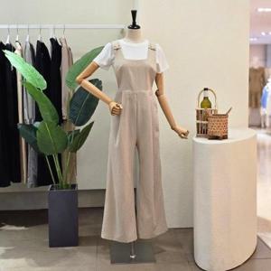 [포커스]  FM4D9PT5839_숄더 버튼 핀턱 점프슈트