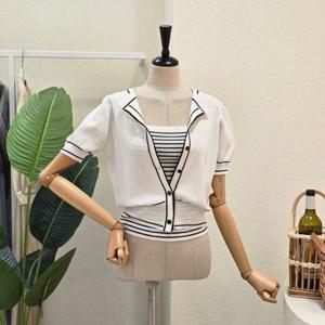 [포커스]  FM4C3ST30191_라인 배색 가디건 민소매 세트