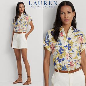 폴로 랄프로렌 17781918 여자 플로랄 프린티드 린넨 반팔 셔츠