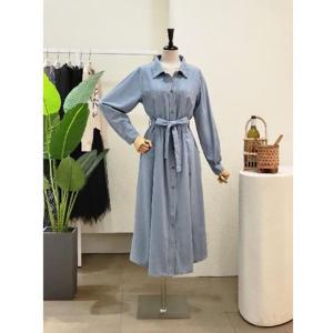 [포커스]  24FF3I9OP5572_투포켓 카라넥 데님 롱원피스