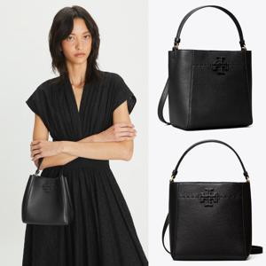 토리버치 Tory Burch 74956 001 ST 여자 McGraw 로고 패치 스몰 버킷 숄더백