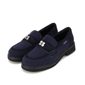 [바바라(슈즈)]스웨이드 엠블럼 장식 포인트 데일리 청키 로퍼 BBH538_BK