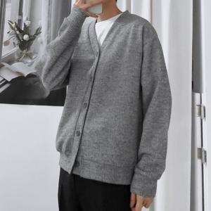 [리빌모아]남자 루즈핏 무지 리브드 골지 버튼 가디건 5C-CA-Q12