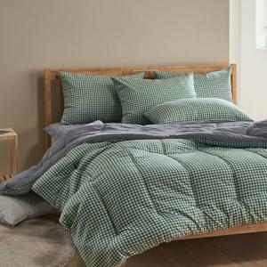 깅엄체크 밍크극세사 두꺼운 부드러운 겨울 차렵이불 Q