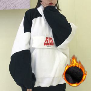 2컬러 남녀공용 레터링 기모 하이넥 맨투맨 INSUM45