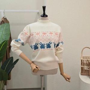 [포커스]FW4K3KT32496_반하이넥 노르딕 토끼 패턴 니트