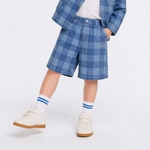 [베네통 키즈]베네통키즈 체크데님5부 반바지 QADP03411 BL