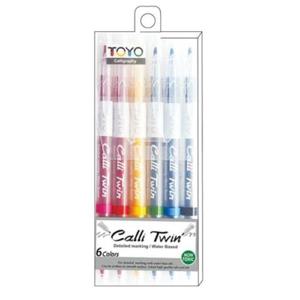토요 캘리 트윈펜 6색 수성펜 손글씨