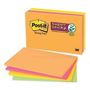 쓰리엠 포스트잇 미팅노트_무지 200X149mm 45x4색