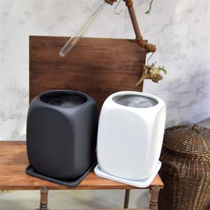 모던 수지 마블 라운드큐브 화분 21x21x30cm 수지