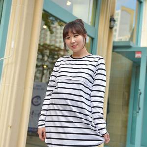 긴팔면단가라수유티 수유복