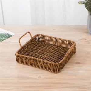 라탄바스켓 베스트 라탄짜임 트레이 소품 사각 22cm 사각바구니