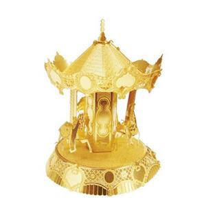 3D 입체 메탈 퍼즐 미니 회전목마 골드
