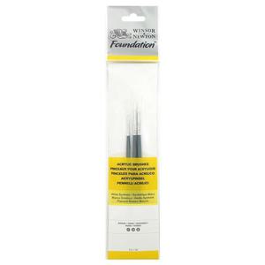 미술아크릴붓 윈저앤뉴튼 파운데이션 숏핸들 아크릴 둥근붓3종세트