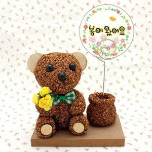 콜크클레이공예 꽃을든곰돌이메모꽂이
