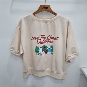 [지프]여전 루즈핏 7부 소매 티셔츠 JQ2TSF252_JK