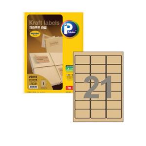 (프린텍) 크라프트라벨 V3050-10(10매 21칸) 크라프트 스티커라벨 방수라벨 투명라벨 광택라벨지 크라프트