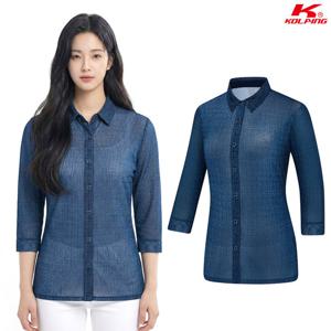 콜핑 여성 하이쿨 등산 셔츠형 7부긴팔 카라 티셔츠 KSC429ST6W