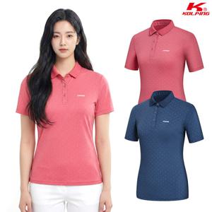 콜핑 여성 하이쿨 흡습속건 도트프린트 등산 반팔 카라 티셔츠 KSC472QT2W