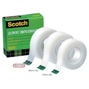 3M 스카치 매직테이프 리필 810R 18X32m 2개 사무용테이프 문구용테이프 테이프 테잎 문구테이프 문구접착