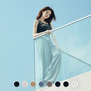 [지오다노] 여성 여름 레이온 와이드핏 한소희 풀밴딩 팬츠 냉장고 바지 415540/05415540