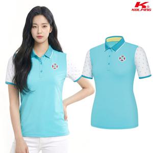 콜핑 여성 스판 소매배색 등산 반팔 카라 티셔츠 KSC481RT9W