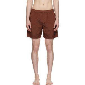 26 SS 스톤아일랜드 남성 버건디 나일론 메탈 인 닐 스윔 쇼츠 251828M208006