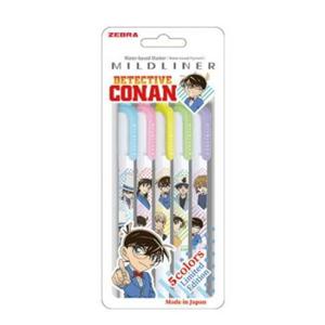 제브라 마일드라이너 형광펜 5색 세트 명탐정 코난