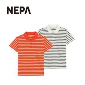 [네파] 여성 린넨라이크 스트라이프 반팔 카라티셔츠 7L45251