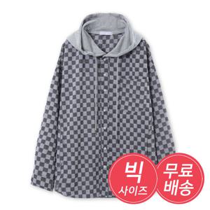 [리빌모아]남자 빅사이즈 셔츠 체크 후드 자켓 셔츠 AC5-JKA-Q01