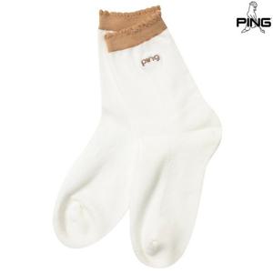 [핑골프]여성 로고 자수 중목 양말 121E7SC051_WH