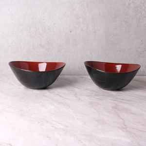 [루전][루전] 러스틱 레드 면기 2인세트 커플 라면그릇