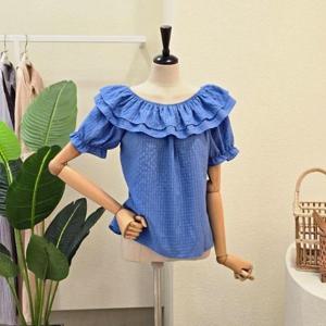 [포커스]FM5D7BL00892_이중 프릴 오프숄더 블라우스