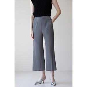 [요이츠]불규칙주름 세미와이드 플리츠 팬츠_YJ05WNPSL07GY1