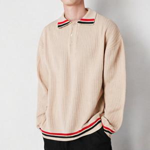 [리빌모아]남자 루즈핏 배색 라인 카라 니트 KSM-TSA-SA0523004-