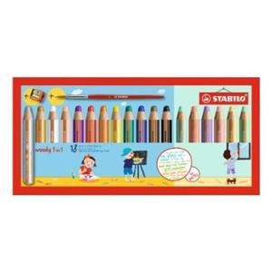 자재 스타빌로 우디 3in1 파스텔 색연필 18색 세트