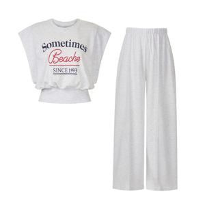 FOCUS  타임즈 오버 숄더 티셔츠+핀턱 밴딩 팬츠 SET PBVFF5M1TS6690