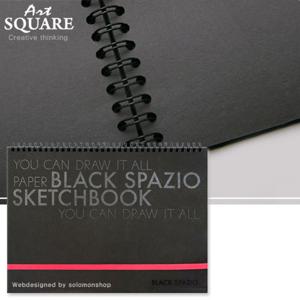 A5아트스퀘어 스파지오블랙SB01/170g/30매/148x210mm상단스프링/A5스케치북/드로잉북/크로키북/흑도화지/A5용지