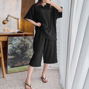 [리빌모아]남여공용 오픈 카라 플리츠 상하 세트 5C-SETH-Q057-