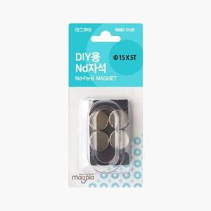 DIY강력자석 원형 15X5T 4개입 마그피아 자석 고무자석 사무 교재 종이자석 메모