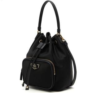 [헤지스ACC]HIBA3E303BK 블랙 나일론 혼방 스몰 버킷백