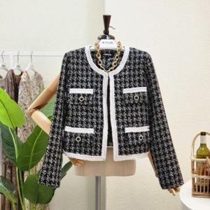 [포커스]  22FF2H9JK5050_노카라 라인 배색 트위드 자켓