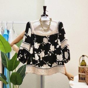 [포커스][대구백화점SG]  FF2H9BL5001_스퀘어넥 레이스 배색 블