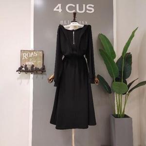 [포커스]  FS1B9OP5334_반집업 후드 롱원피스