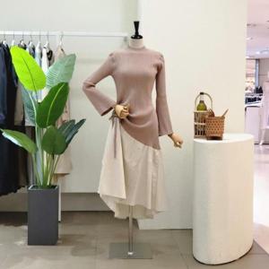 [포커스]  FF3H7OP01195_스트링 포인트 배색 롱원피스