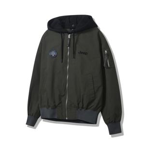 [지프]JP1JPU203 남녀공용 카키색 후드 탈부착 루즈핏 항공점퍼_