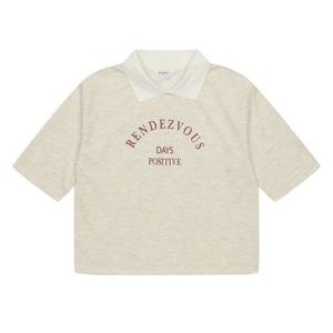 [에꼴리에]여아 레터링 7부 카라 티셔츠 23C0482_OT